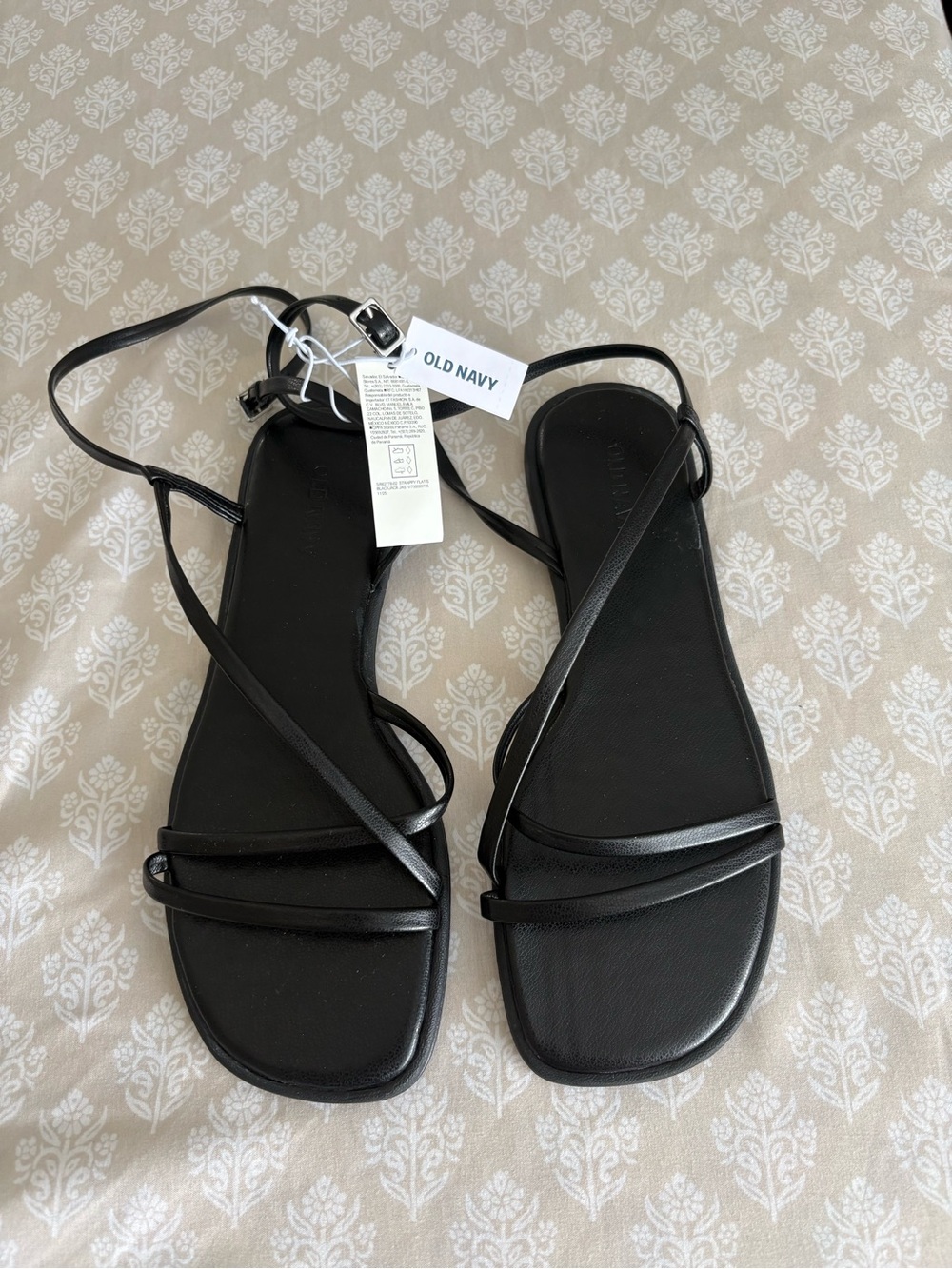 Old Navy Black Minimal Strappy Square-Toe Sandals